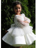 Ivory Glitter Lace Satin V Back Dream Flower Girl Dress Ivory Glitter Lace Satin V Back Dream Flower Girl Dress